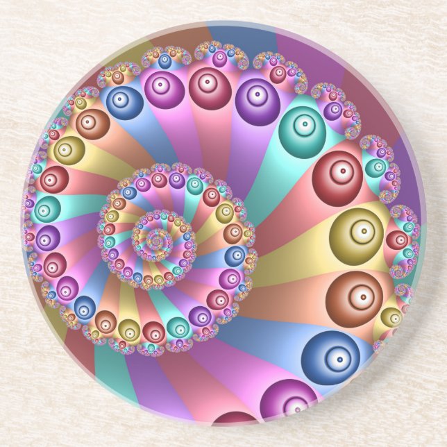 Beautiful Rainbow Colours Abstract Fractal Art Coaster (Front)