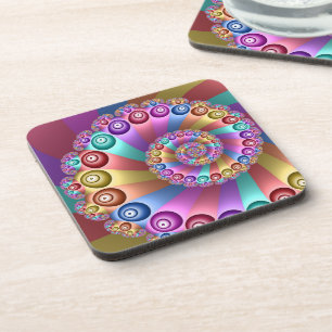 Beautiful Rainbow Colours Abstract Fractal Art Coaster