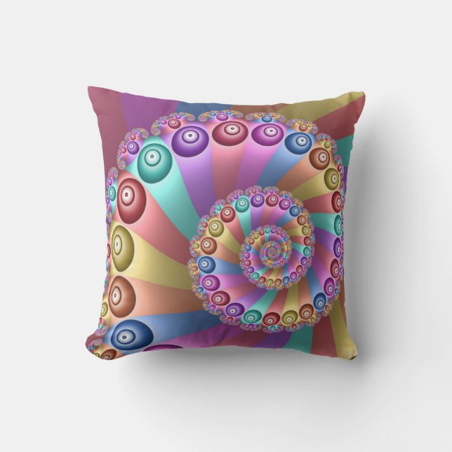 Beautiful Rainbow Colours Abstract Fractal Art Cushion (Front)