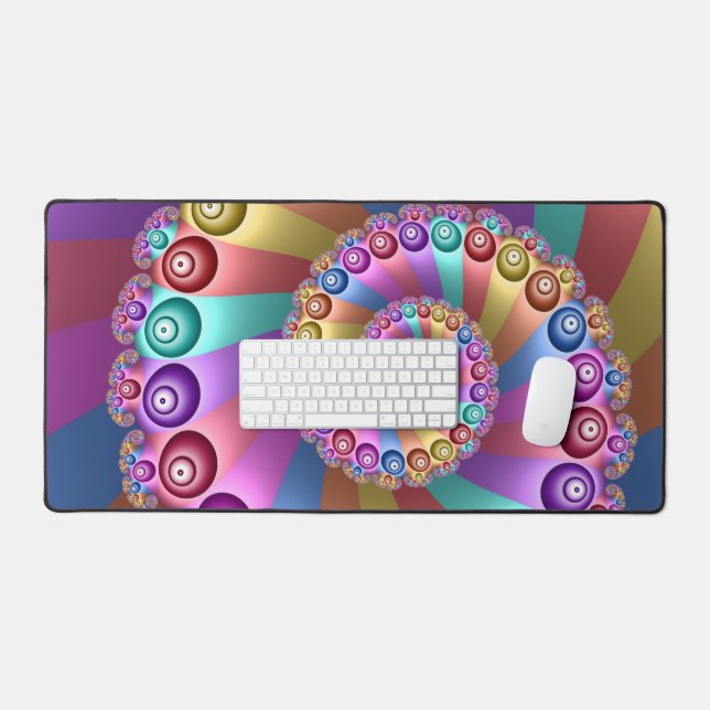 Beautiful Rainbow Colours Abstract Fractal Art Desk Mat (Keyboard & Mouse)