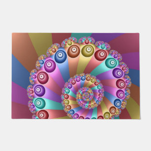 Beautiful Rainbow Colours Abstract Fractal Art Doormat