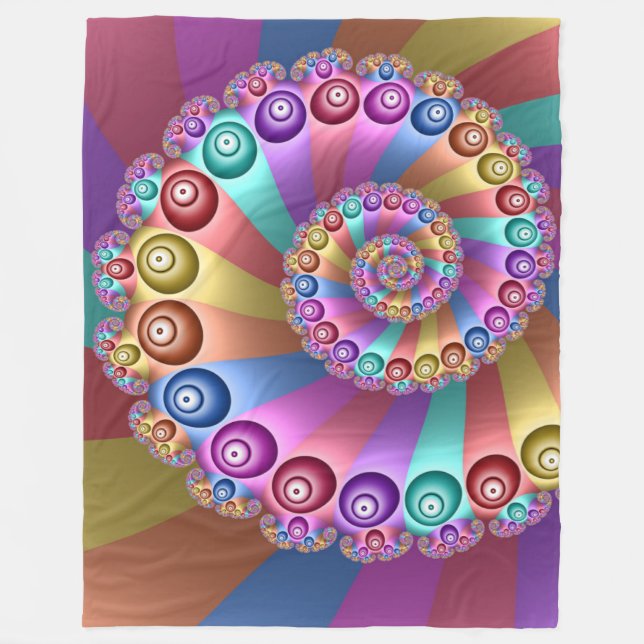 Beautiful Rainbow Colours Abstract Fractal Art Fleece Blanket (Front)