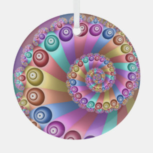 Beautiful Rainbow Colours Abstract Fractal Art Glass Tree Decoration