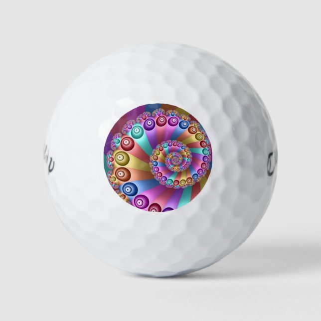 Beautiful Rainbow Colours Abstract Fractal Art Golf Balls (Front)