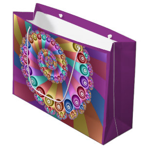Beautiful Rainbow Colours Abstract Fractal Art Large Gift Bag