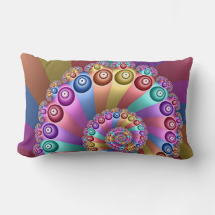 Beautiful Rainbow Colours Abstract Fractal Art Lumbar Cushion
