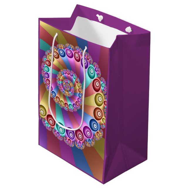 Beautiful Rainbow Colours Abstract Fractal Art Medium Gift Bag (Front Angled)