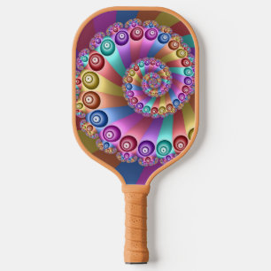 Beautiful Rainbow Colours Abstract Fractal Art Pickleball Paddle