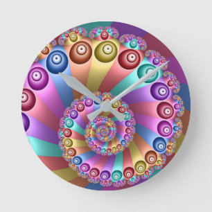 Beautiful Rainbow Colours Abstract Fractal Art Round Clock