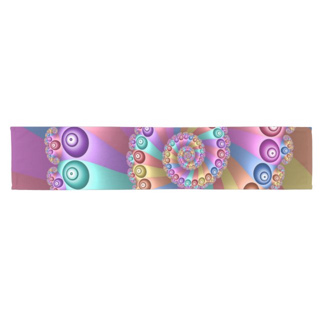 Beautiful Rainbow Colours Abstract Fractal Art Short Table Runner (Horizontal)