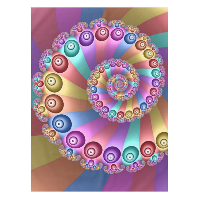 Beautiful Rainbow Colours Abstract Fractal Art Tablecloth (Front)