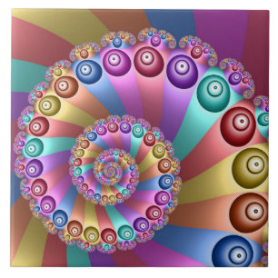 Beautiful Rainbow Colours Abstract Fractal Art Tile