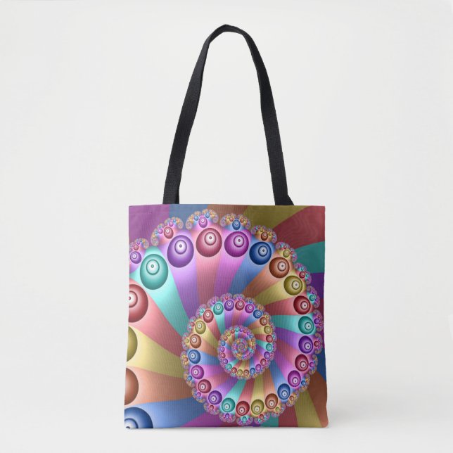 Beautiful Rainbow Colours Abstract Fractal Art Tote Bag (Front)