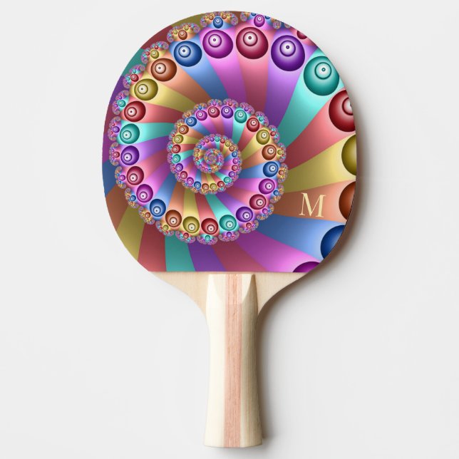 Beautiful Rainbow Colours Abstract Fractal Monogra Ping Pong Paddle (Front)