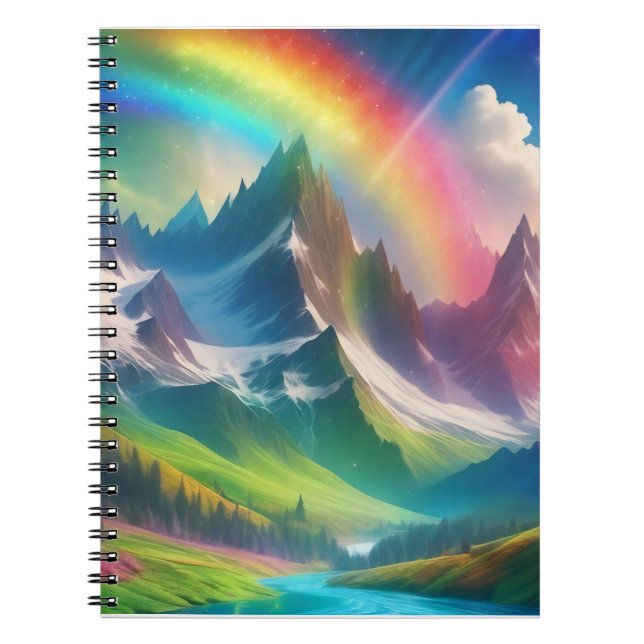 Beautiful Rainbow Fantasy Realm Notebook (Front)