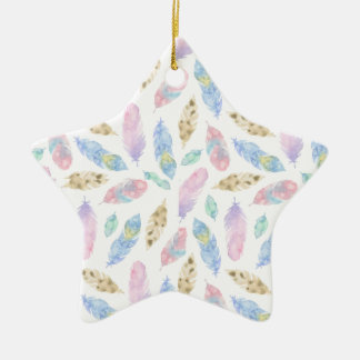 Beautiful rainbow feathers watercolour pattern ceramic tree decoration