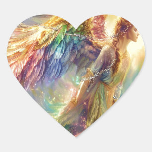 Beautiful Rainbow Guardian Angel Sticker