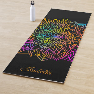 Beautiful Rainbow Mandala Pattern Personalise Yoga Mat
