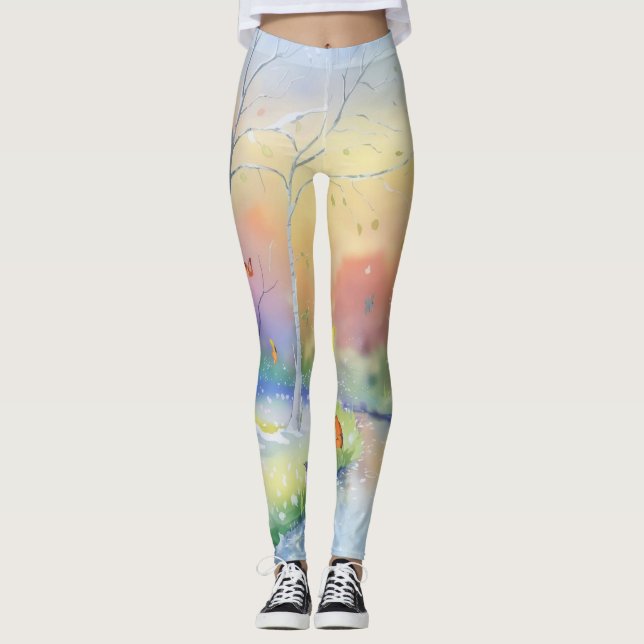 Beautiful rainbow Scenary fit Leggings (Front)