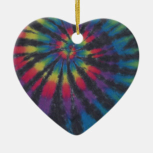 Beautiful Rainbow Swirl Spiral Tie Dye PhatDyes Ceramic Tree Decoration