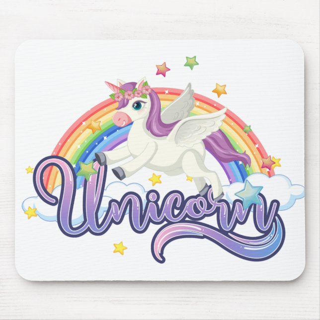Beautiful Rainbow Unicorn Mouse Pad (Front)