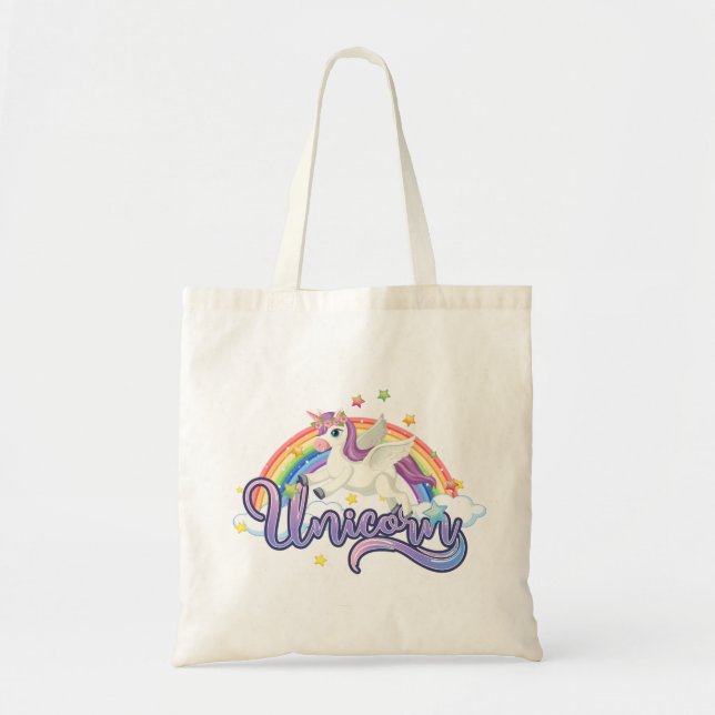 Beautiful Rainbow Unicorn Tote Bag (Front)