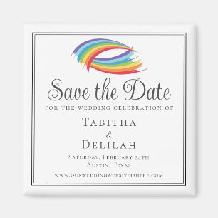 Beautiful Rainbow Wedding Waves Save the Date Magnet