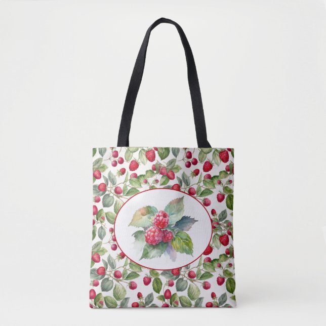 Beautiful Raspberries watercolor art Tote Bag (Front)