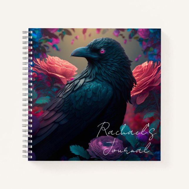 Beautiful Raven and Flowers Journal  (Front)