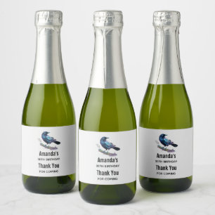 Beautiful Raven on a Tree Branch - Event Thank You Sparkling Wine Label