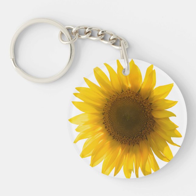 Beautiful Real Sunflower Photo Minimalist Pattern Key Ring (Front)