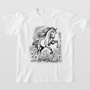 Beautiful Rearing Horse & Flowers Paint a T-Shirt