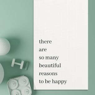 Beautiful Reasons to be Happy   Minimalist Quote Yoga Mat