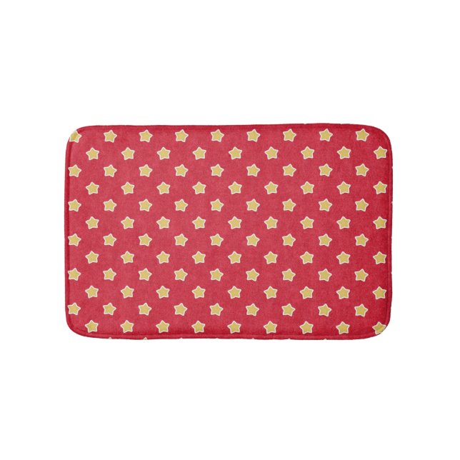 Beautiful Red and Gold Star Bath Mat (Front)