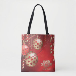 Beautiful Red and Golden Christmas Balls Tote Bag