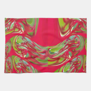 Beautiful Red and Green Texture Color Abstract Art Tea Towel