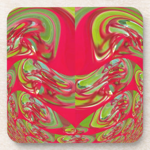Beautiful Red and Green Texture Colour Abstract Ar Coaster