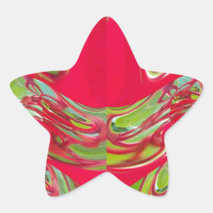 Beautiful Red and Green Texture Colour Abstract Ar Star Sticker