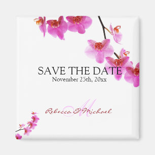 Beautiful Red and Hot Pink Orchids Save the Date Magnet