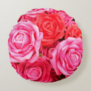 Beautiful red and pink roses round cushion