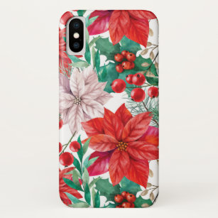 Beautiful red and white Christmas poinsettia Case-Mate iPhone Case