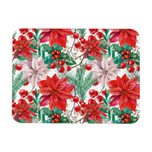 Beautiful red and white Christmas poinsettia Magnet