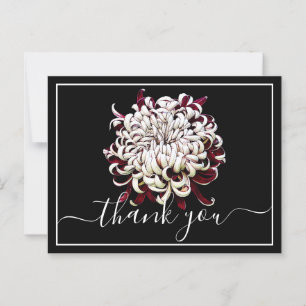 Beautiful Red And White Chrysanthemum Thank You Postcard
