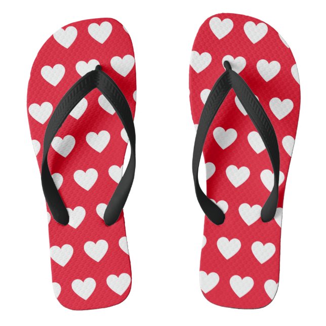 Beautiful red and white hearts printed jandals (Footbed)