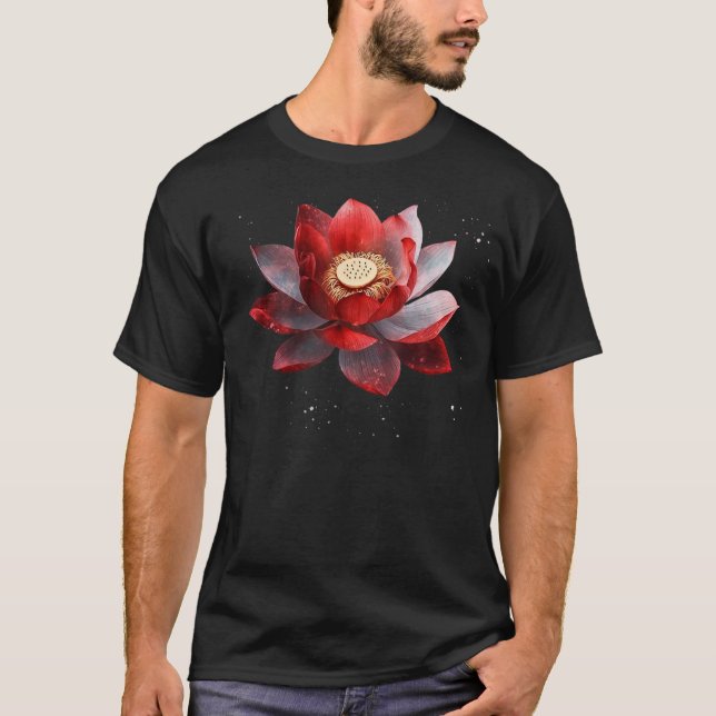 Beautiful red and white lotus flower spreckels blo T-Shirt (Front)
