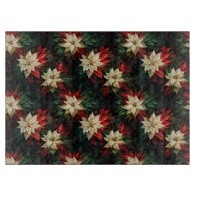 Beautiful Red and White Poinsettias Cutting Board (Front)