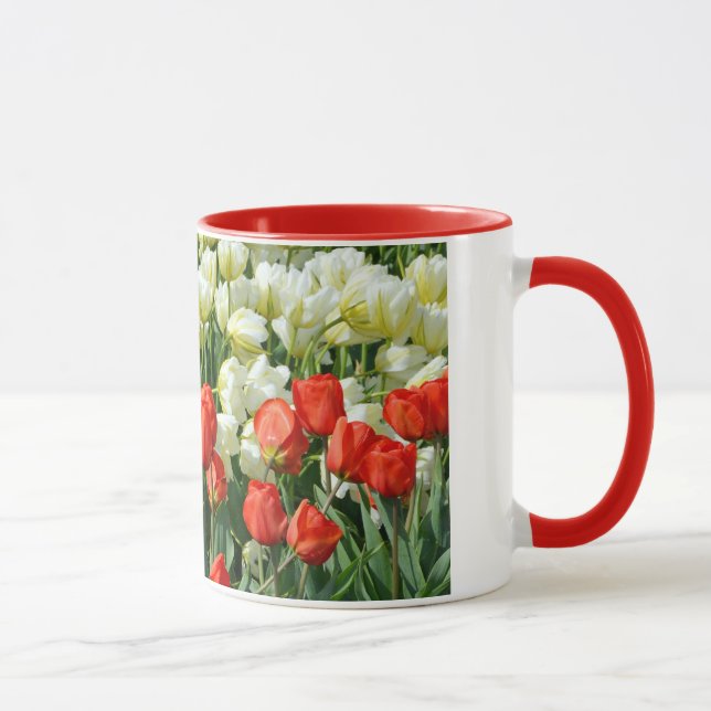 Beautiful red and white tulip coffee mug (Right)