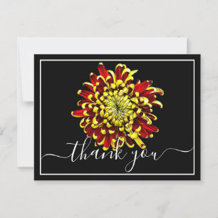 Beautiful Red And Yellow Chrysanthemum Thank You Postcard