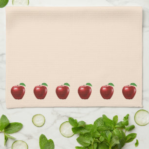 Beautiful Red Apples on Light Beige Tea Towel