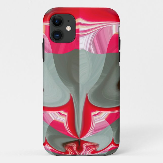 beautiful Red ash grey geometric motif ART design Case-Mate iPhone Case (Back)